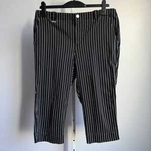 Lauren Active Ralph Lauren Striped Cropped‎ Pants Trousers Black White 12